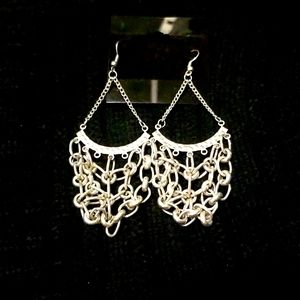 3 for $15 Long Silver Chandelier Chain Earrings